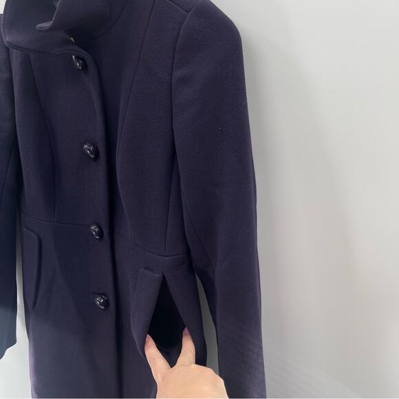 J. Crew Eggplant Purple Wool Longline Pea Coat Preppy Quiet Luxury Jacket Size 2 - Picture 3 of 11